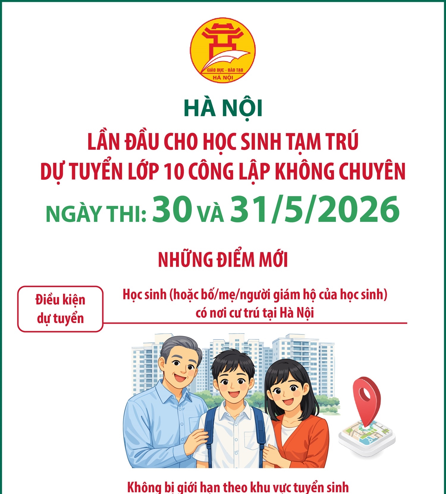 Hà Nội lần đầu cho học sinh tạm trú dự tuyển lớp 10 công lập...