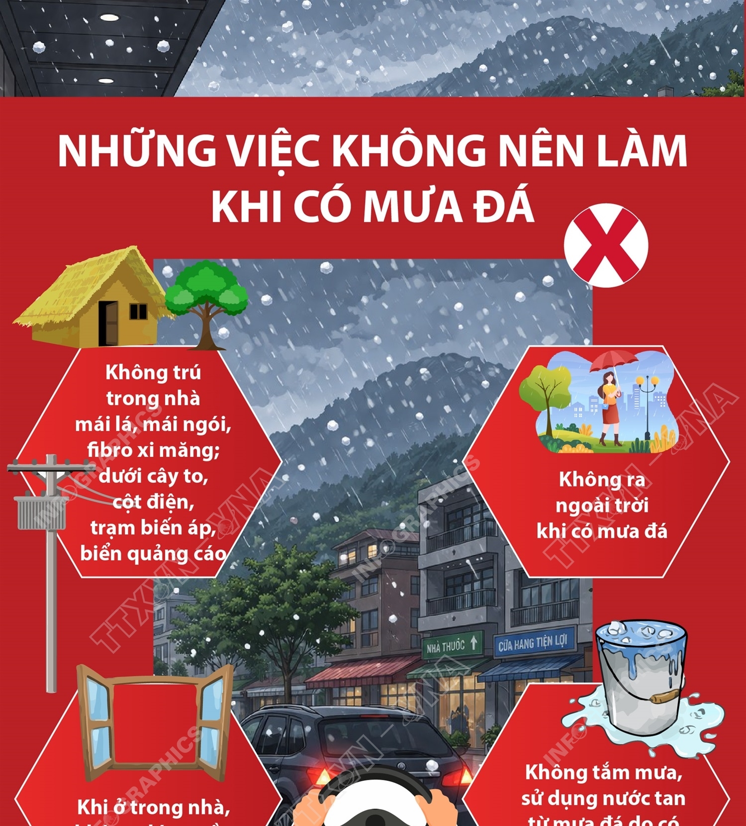Những việc không nên làm khi có mưa đá