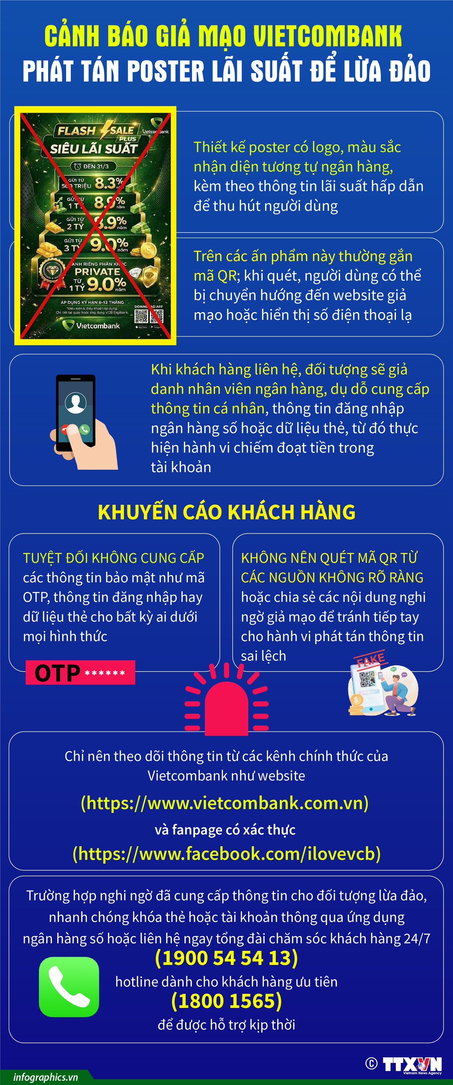 Cảnh báo giả mạo Vietcombank phát tán poster lãi suất để lừa đảo