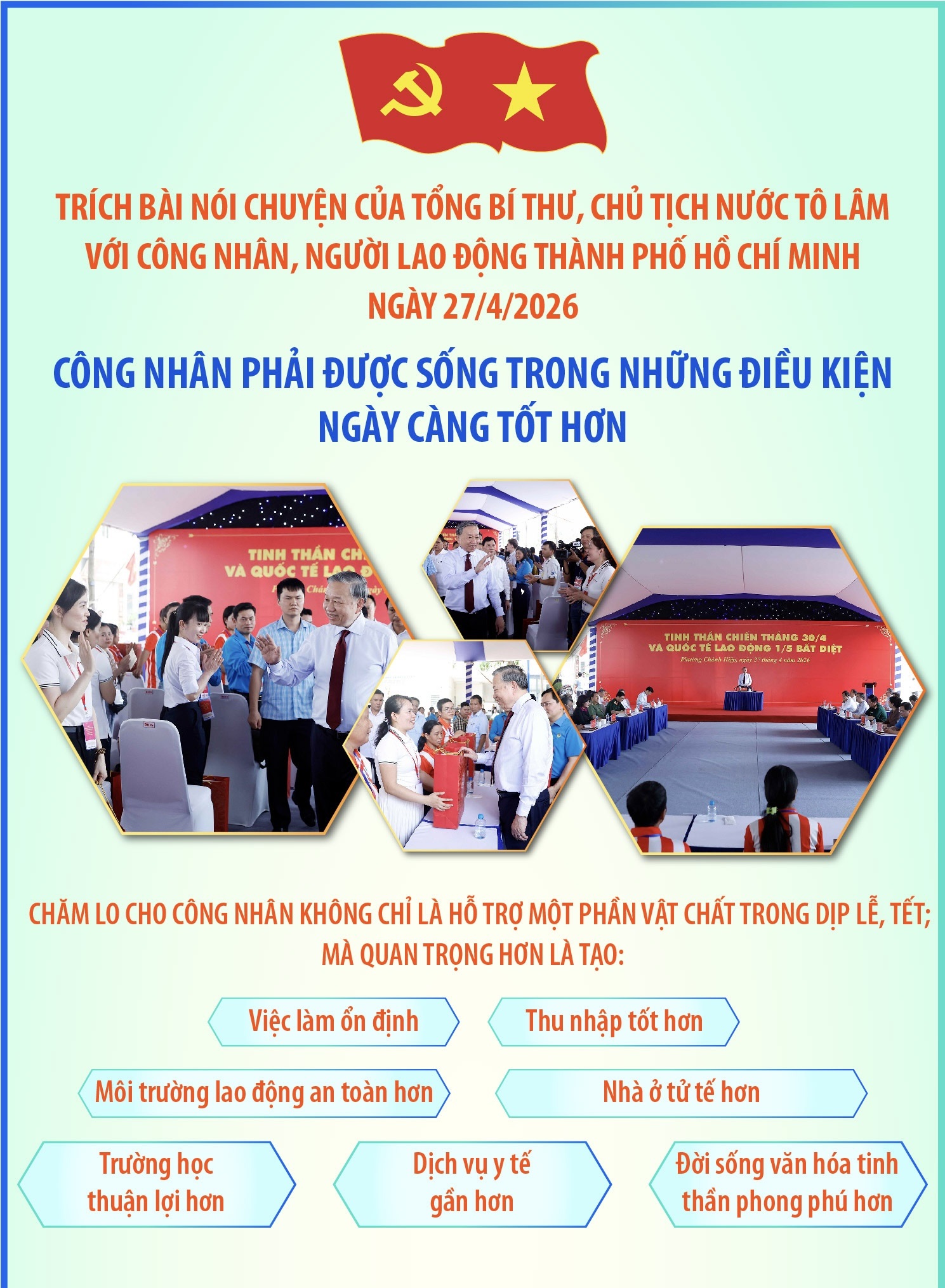 Tổng Bí thư, Chủ tịch nước Tô Lâm: Công nhân phải được sống trong những...