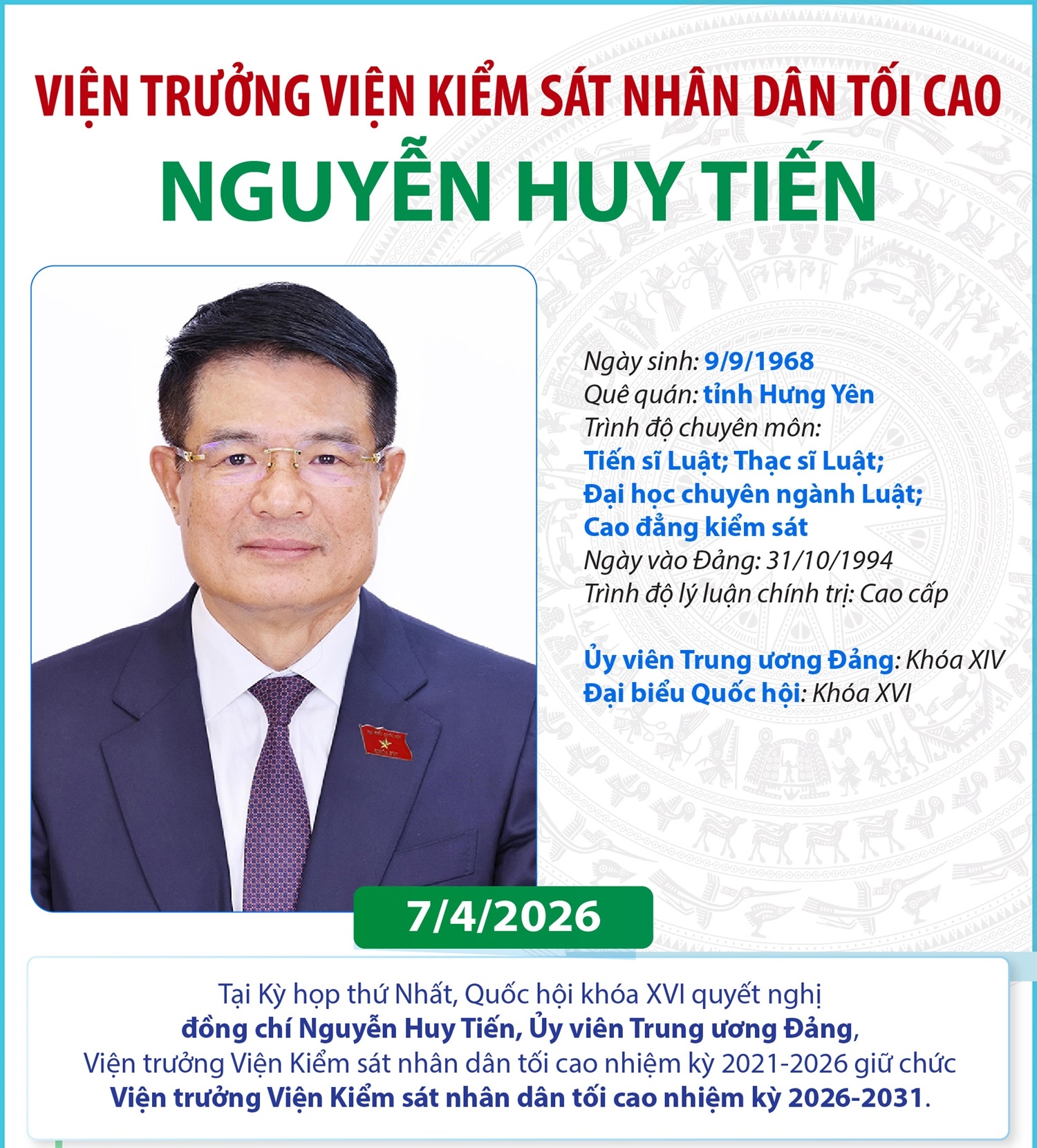 Viện trưởng Viện Kiểm sát nhân dân tối cao Nguyễn Huy Tiến