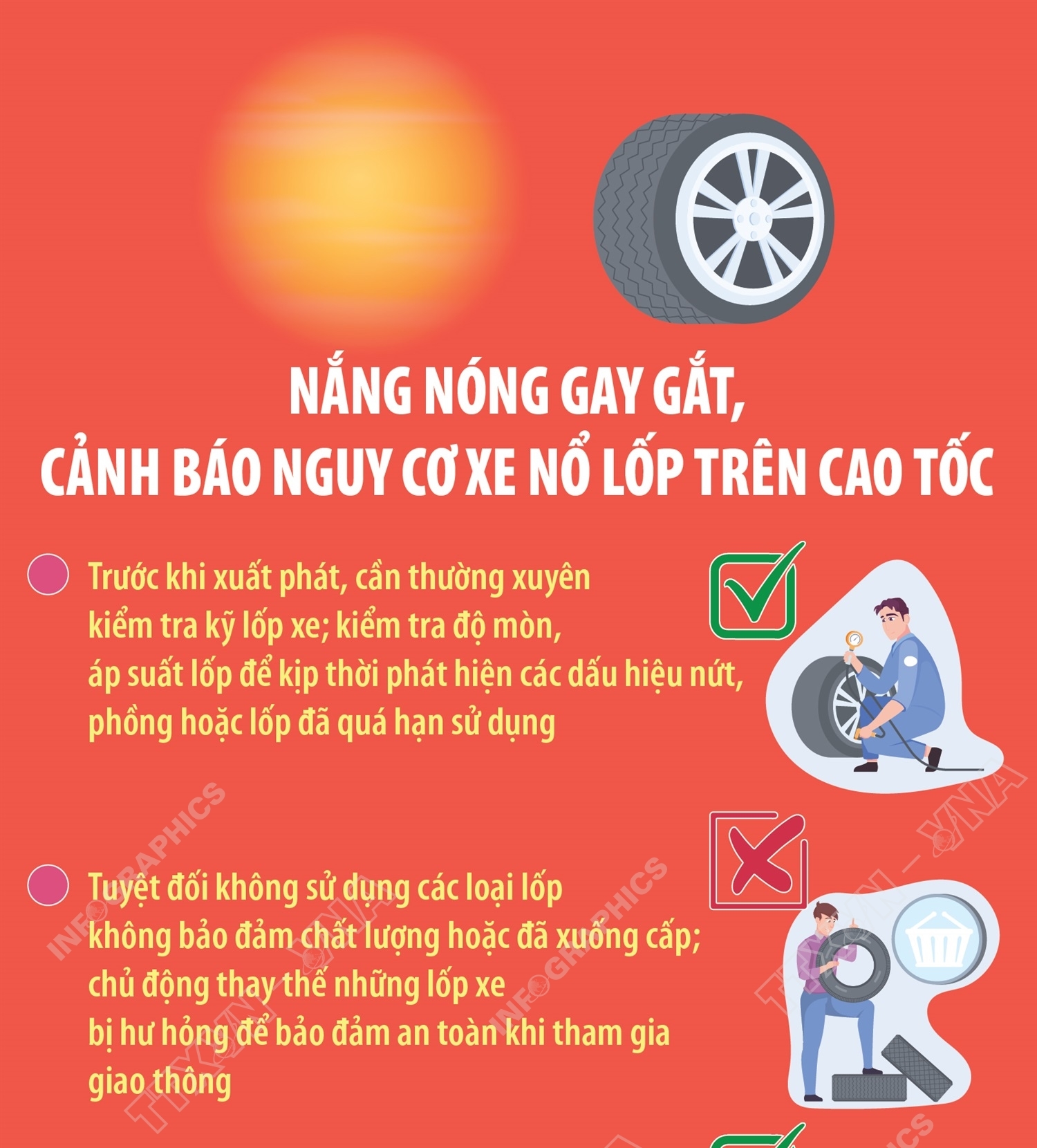 Nắng nóng gay gắt, cảnh báo nguy cơ xe nổ lốp trên cao tốc