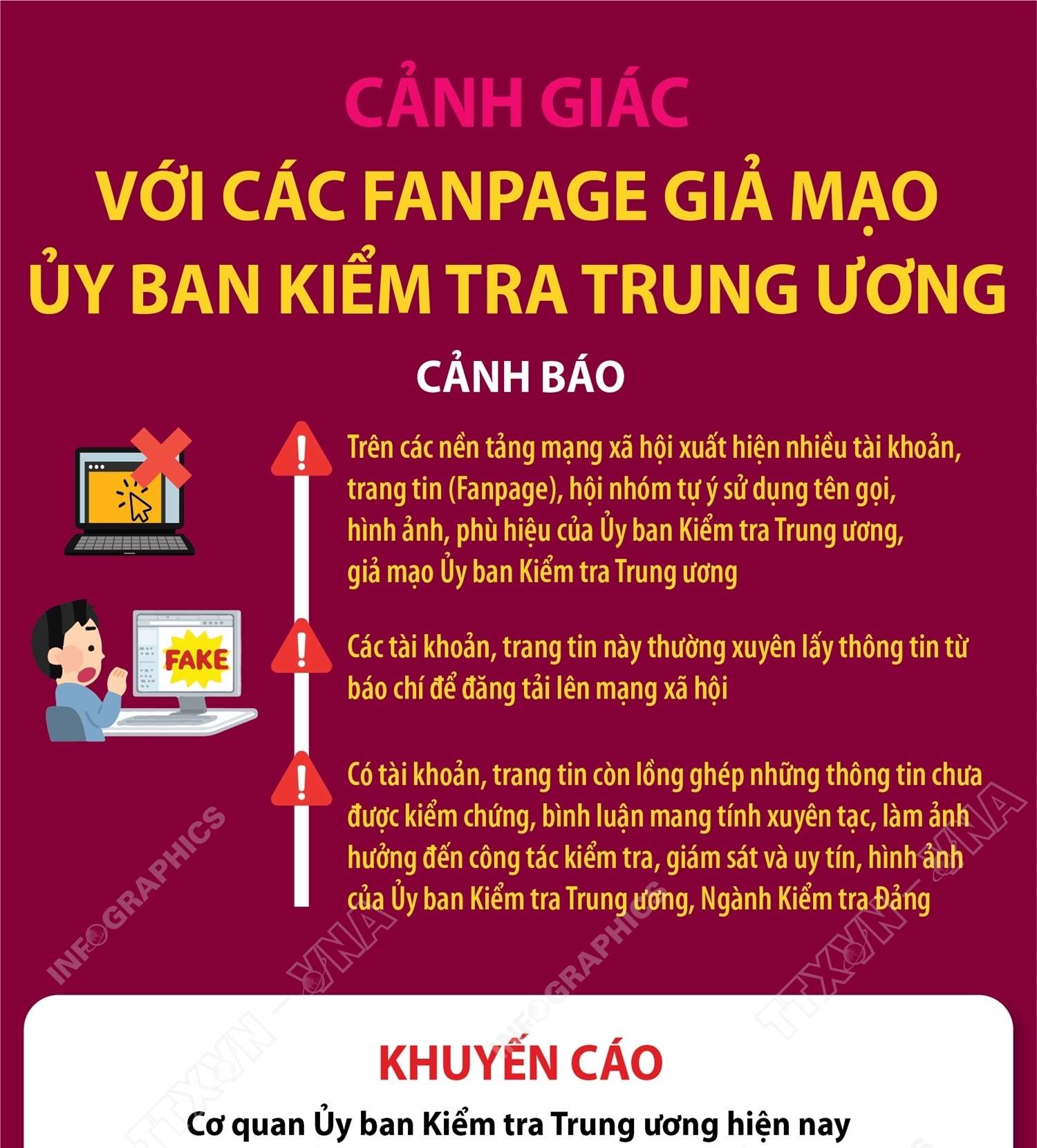 Cảnh giác với các fanpage giả mạo Ủy ban Kiểm tra Trung ương