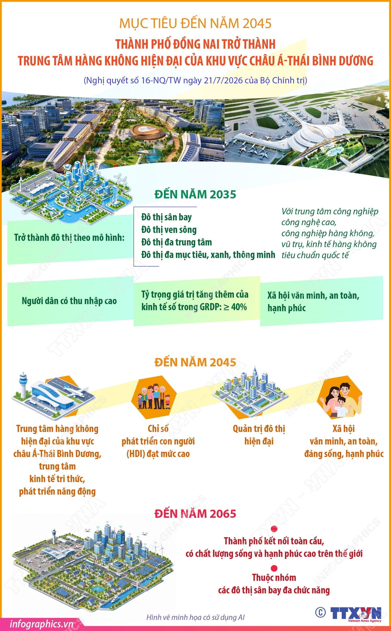 Đến năm 2045: Thành phố Đồng Nai trở thành trung tâm hàng không hiện đại của khu vực châu Á - Thái Bình Dương