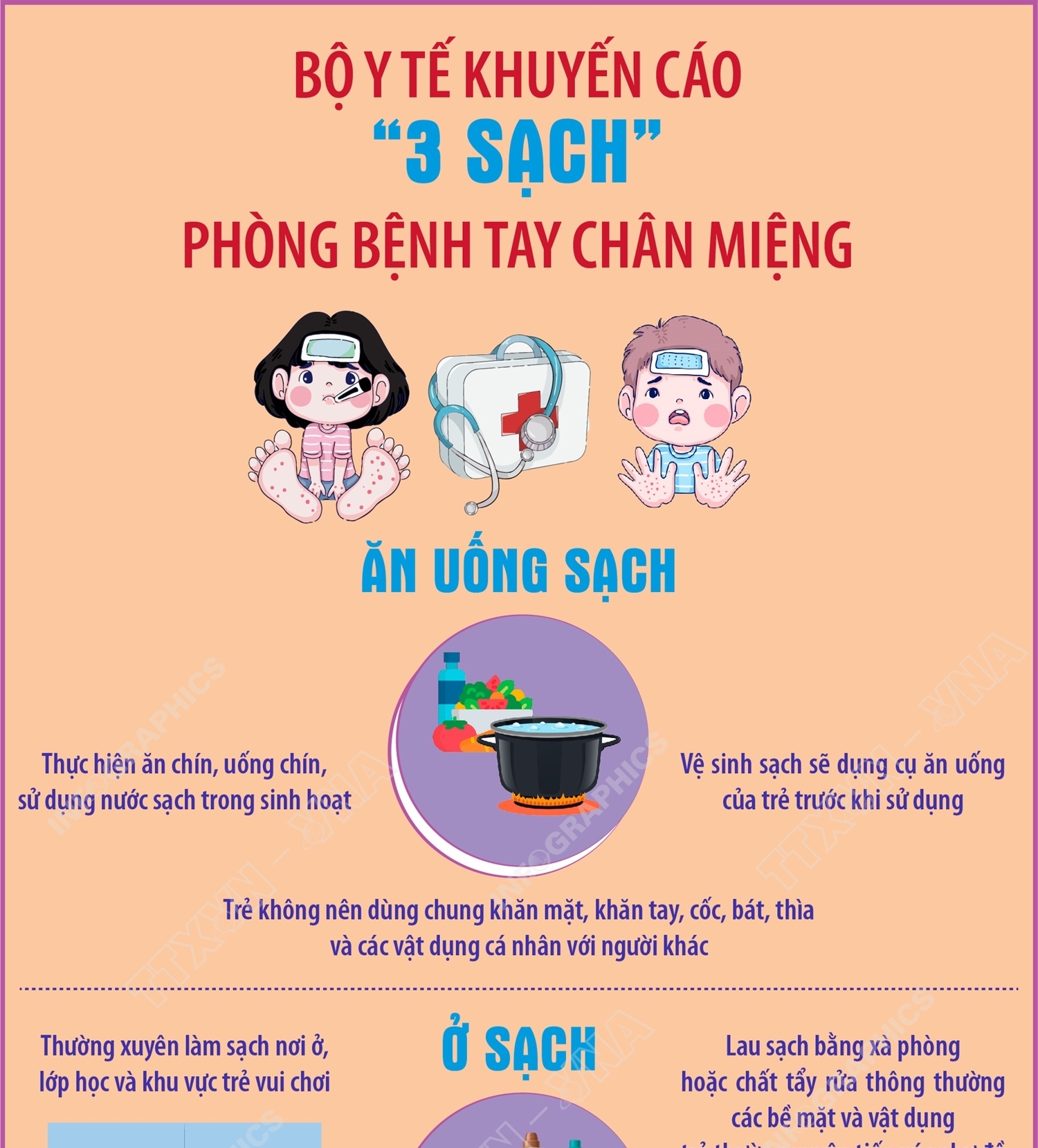 Bộ Y tế khuyến cáo “3 sạch” phòng bệnh tay chân miệng