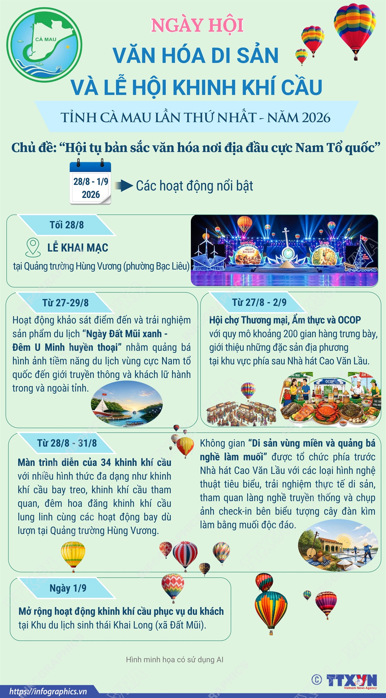 Ngày hội Văn hóa di sản và Lễ hội Khinh khí cầu tỉnh Cà Mau lần thứ I - năm 2026