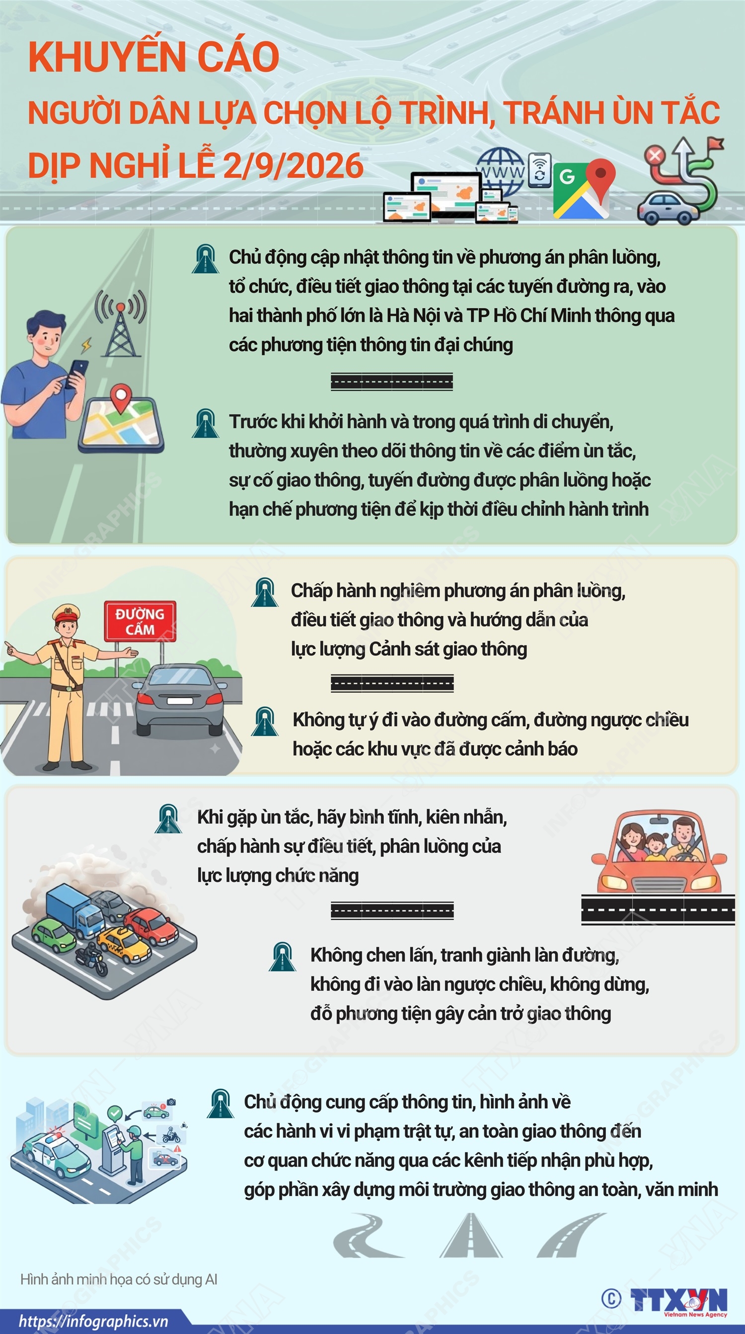 Khuyến cáo người dân lựa chọn lộ trình, tránh ùn tắc dịp nghỉ lễ 2/9