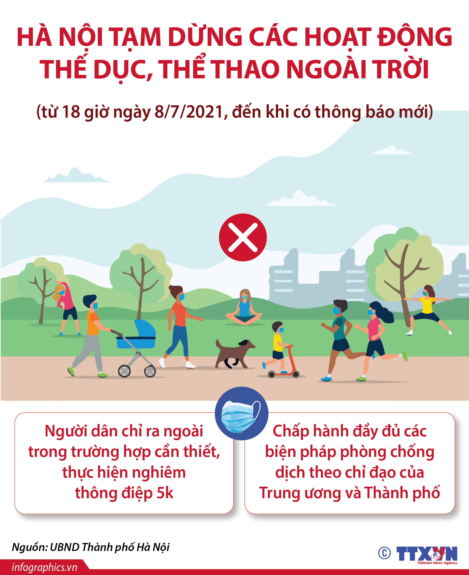 Hà Nội tạm dừng các hoạt động thể dục, thể thao ngoài trời