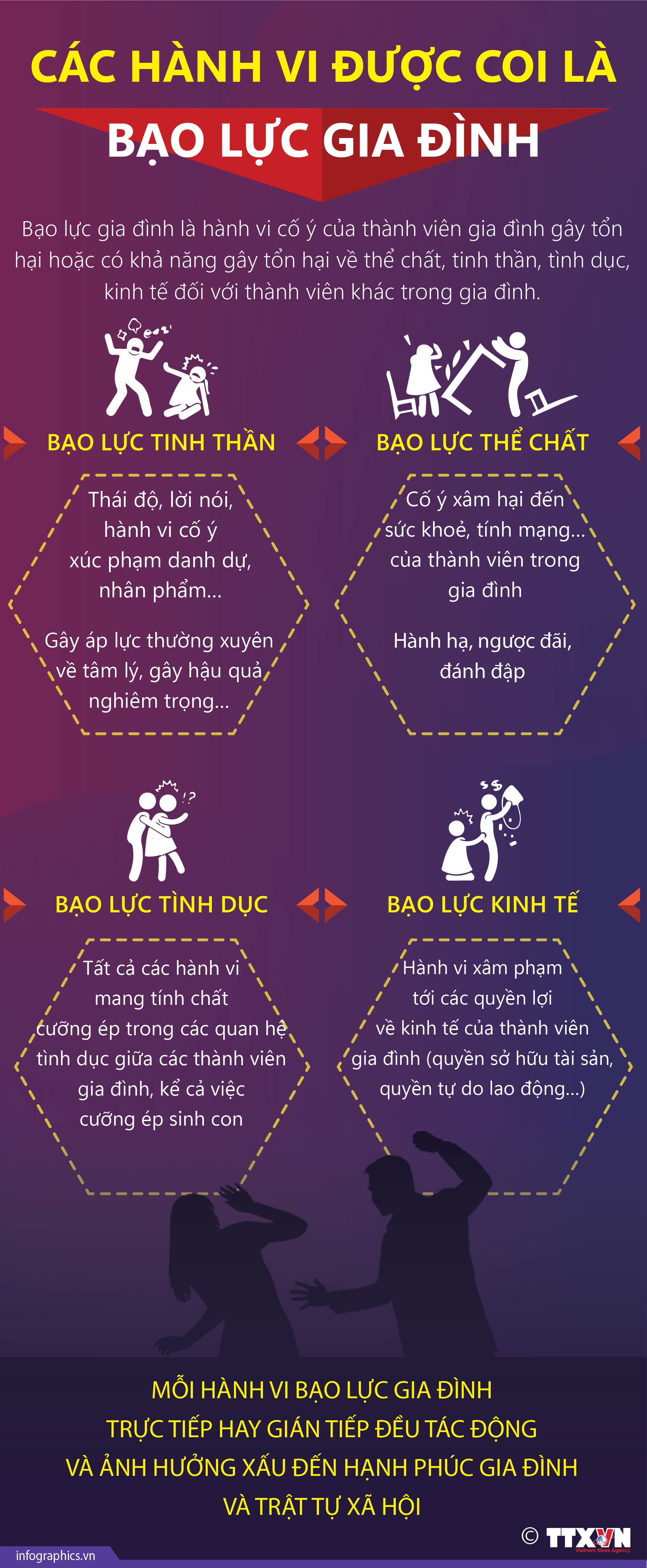 Các hành vi bị coi là bạo lực gia đình