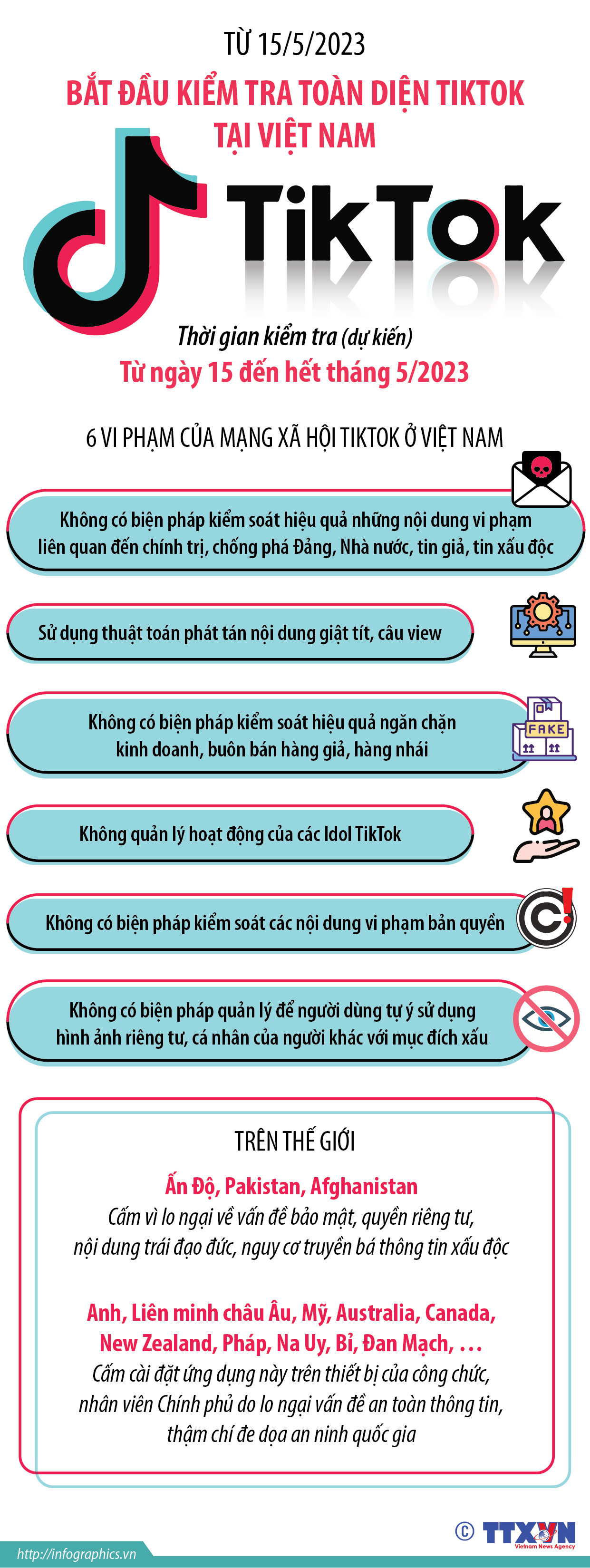 Từ 15/5/2023: Bắt đầu kiểm tra toàn diện TikTok tại Việt Nam