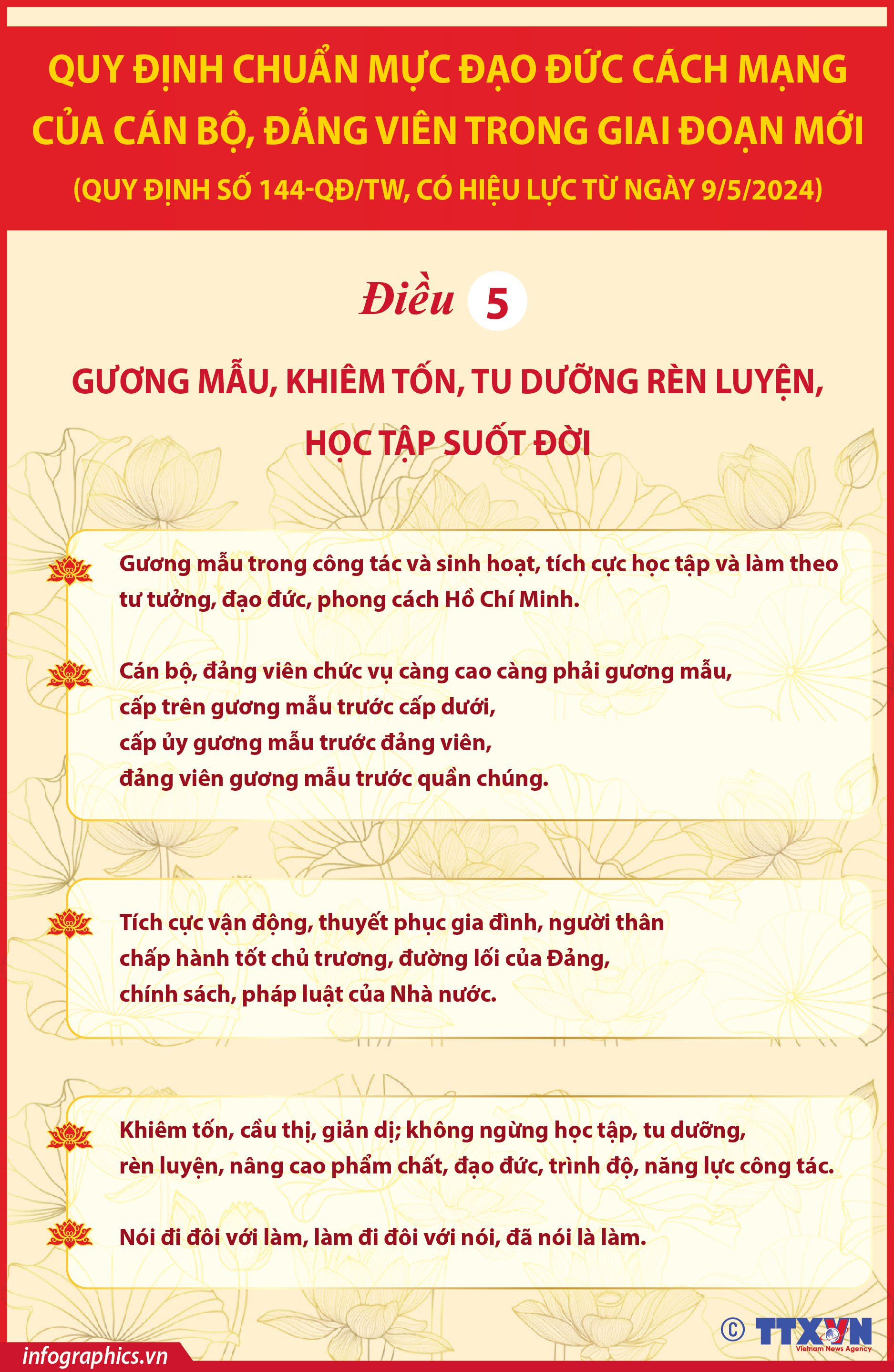 Quy định chuẩn mực đạo đức cách mạng của cán bộ, đảng viên trong giai...
