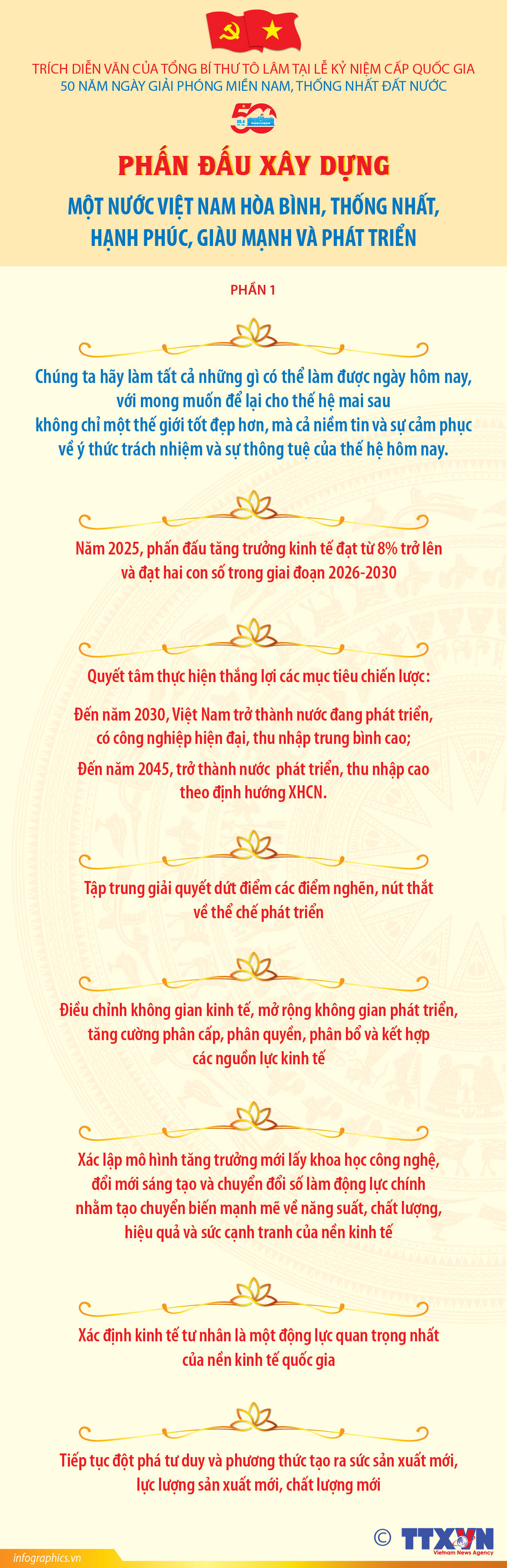 Phấn đấu xây dựng một nước Việt Nam hòa bình, thống nhất, hạnh phúc, giàu...