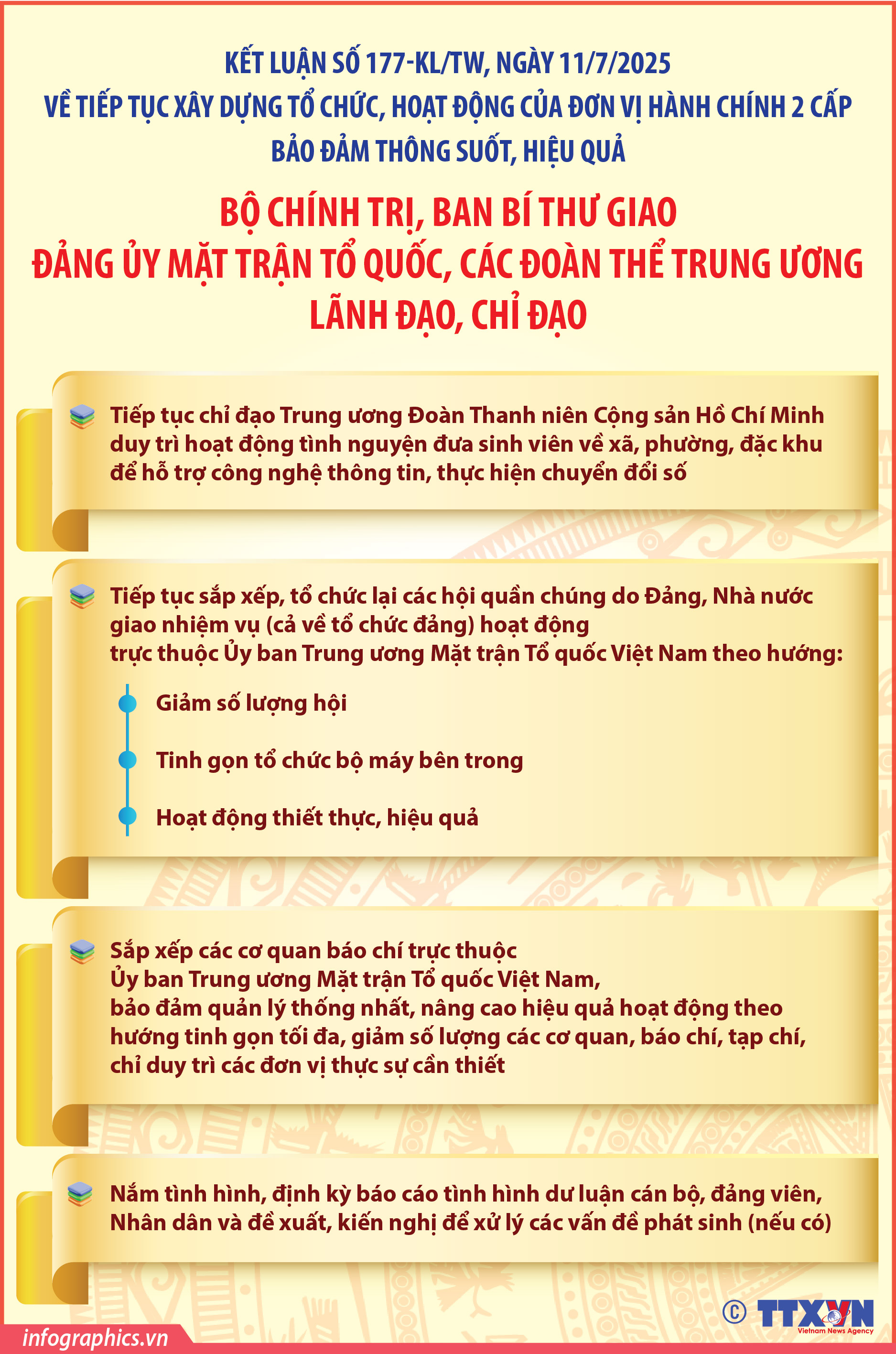 Kết luận số 177-KL/TW: Các nhiệm vụ của Đảng ủy Mặt trận Tổ quốc, các...