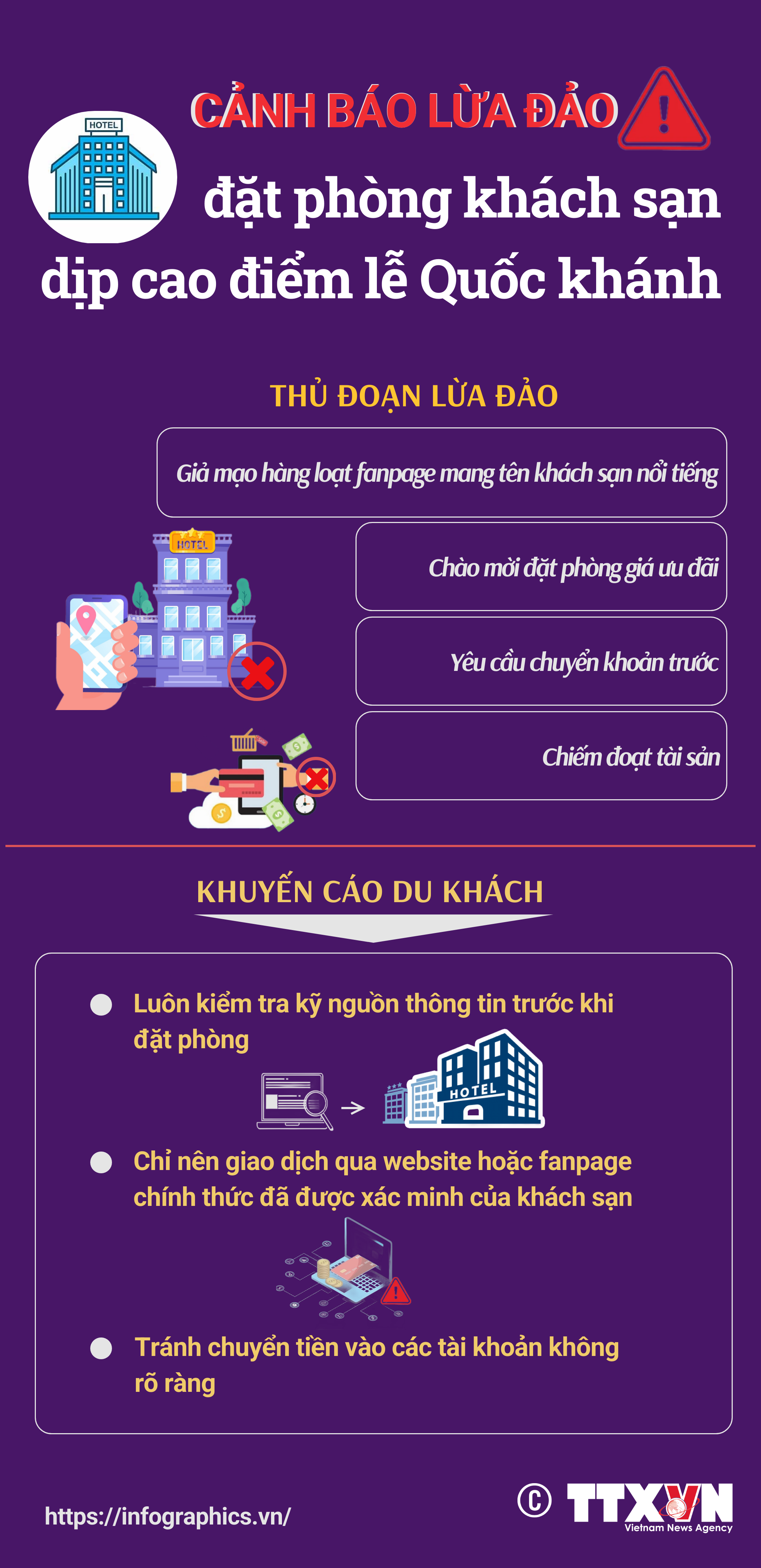 Cảnh báo lừa đảo đặt phòng khách sạn dịp cao điểm lễ Quốc khánh