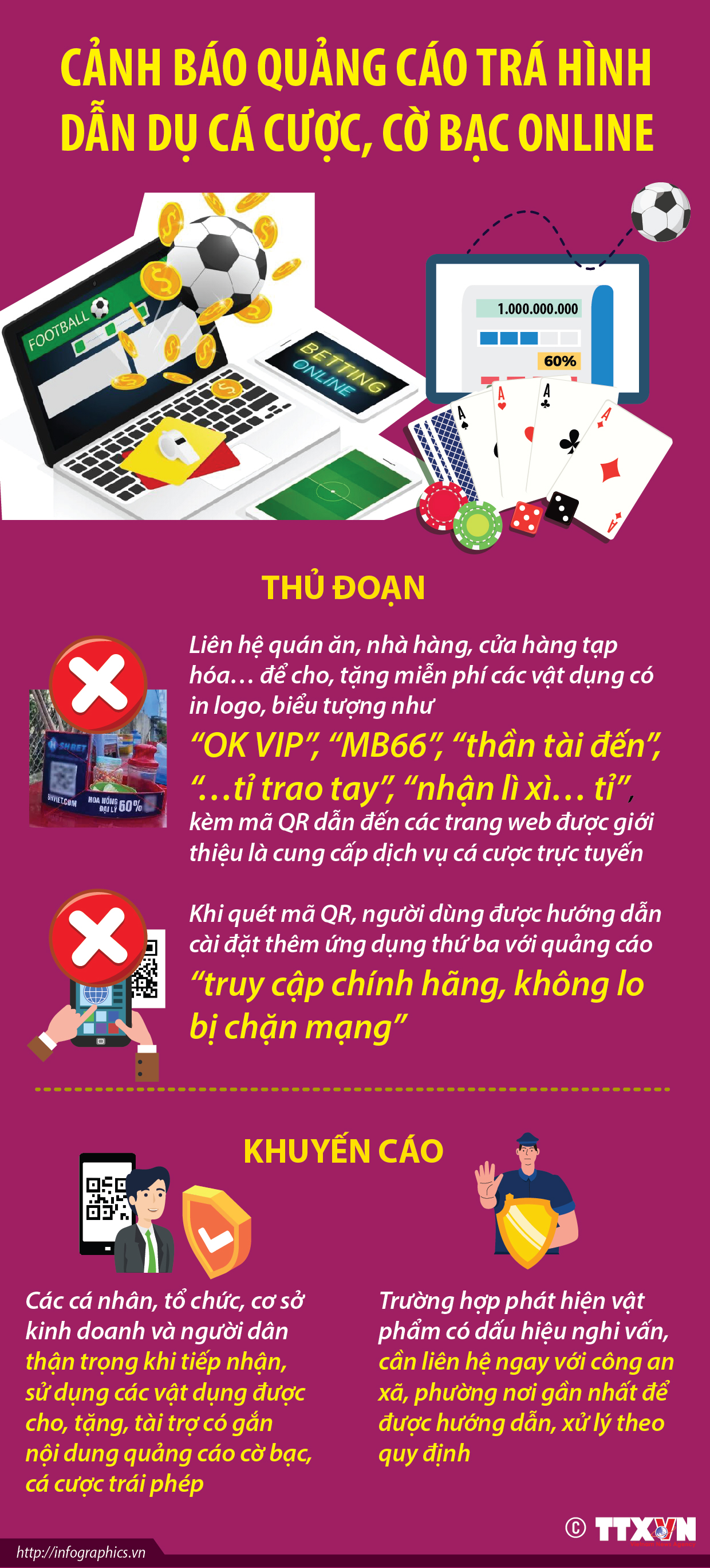 Cảnh báo quảng cáo trá hình dẫn dụ cá cược, cờ bạc online