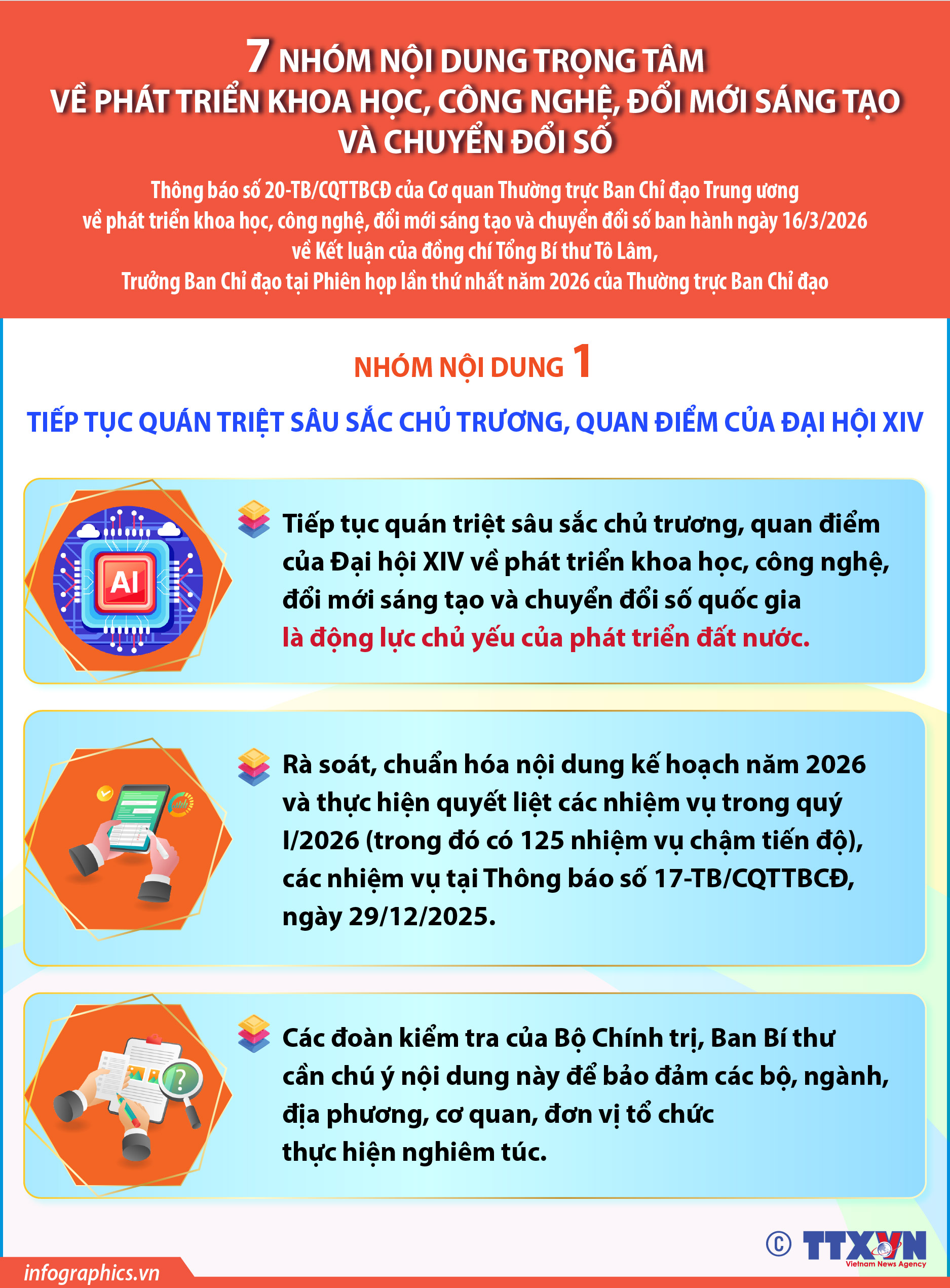 7 nhóm nội dung trọng tâm về phát triển khoa học, công nghệ, đổi mới...