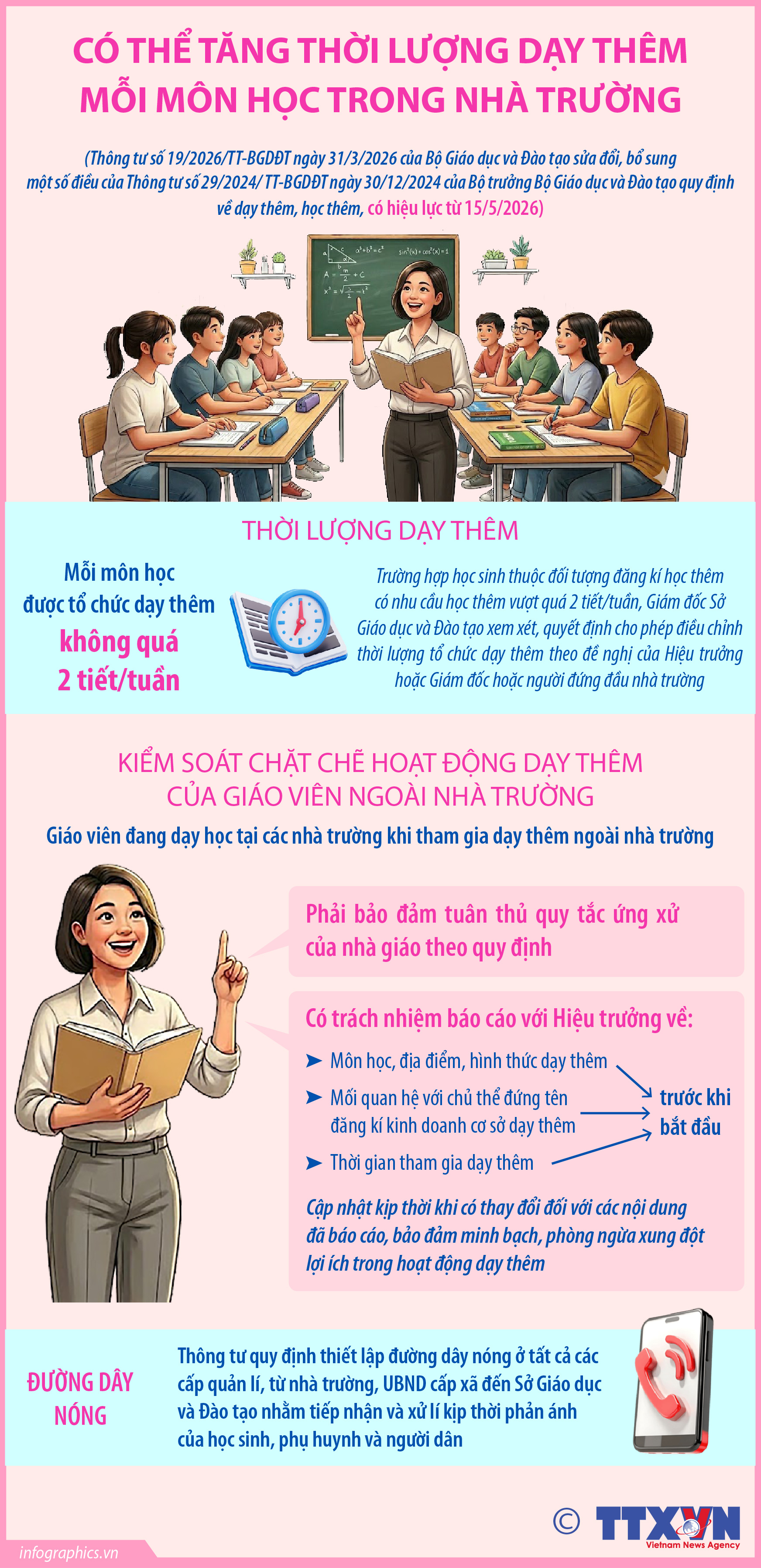 Có thể tăng thời lượng dạy thêm mỗi môn học trong nhà trường