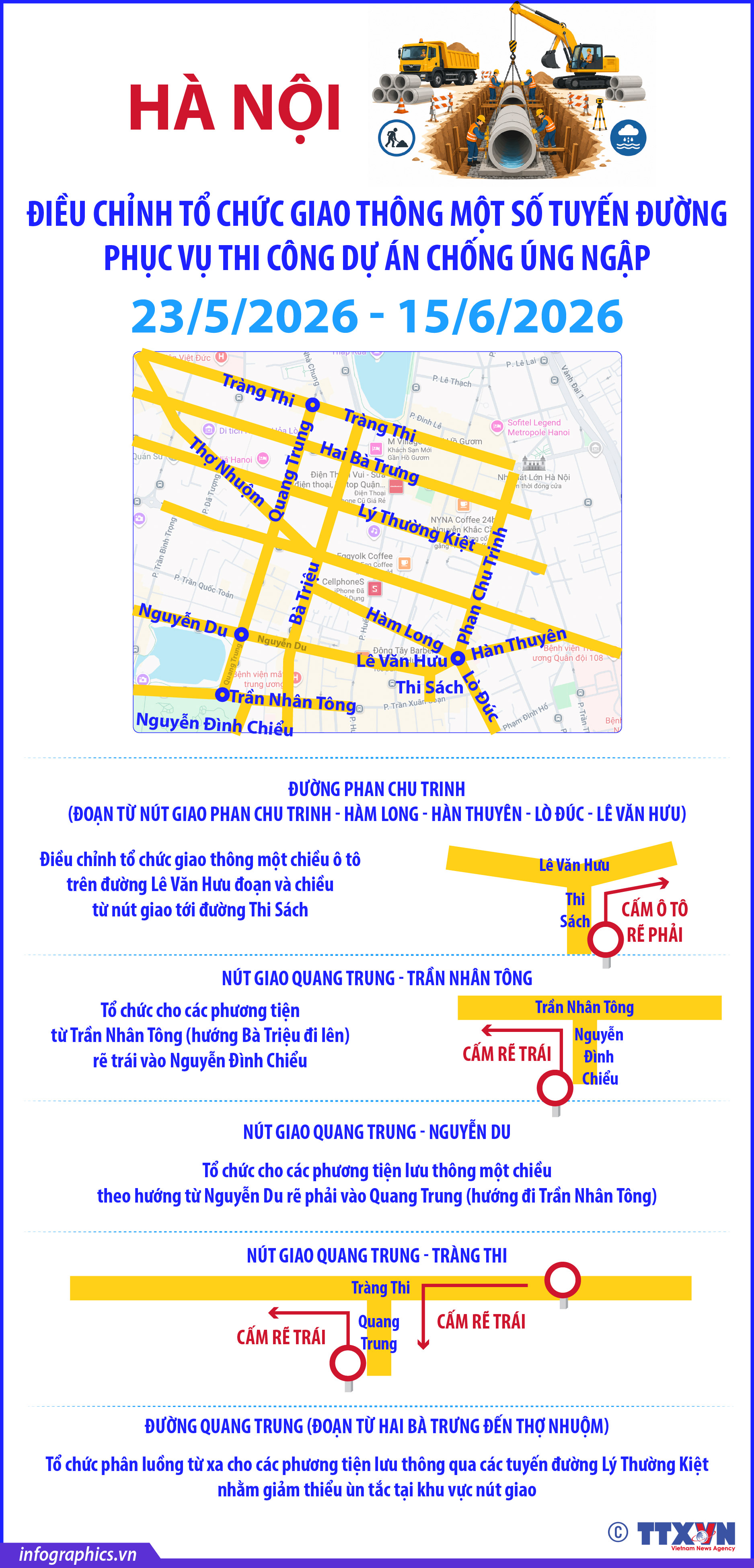 Hà Nội điều chỉnh tổ chức giao thông một số tuyến đường phục vụ thi...
