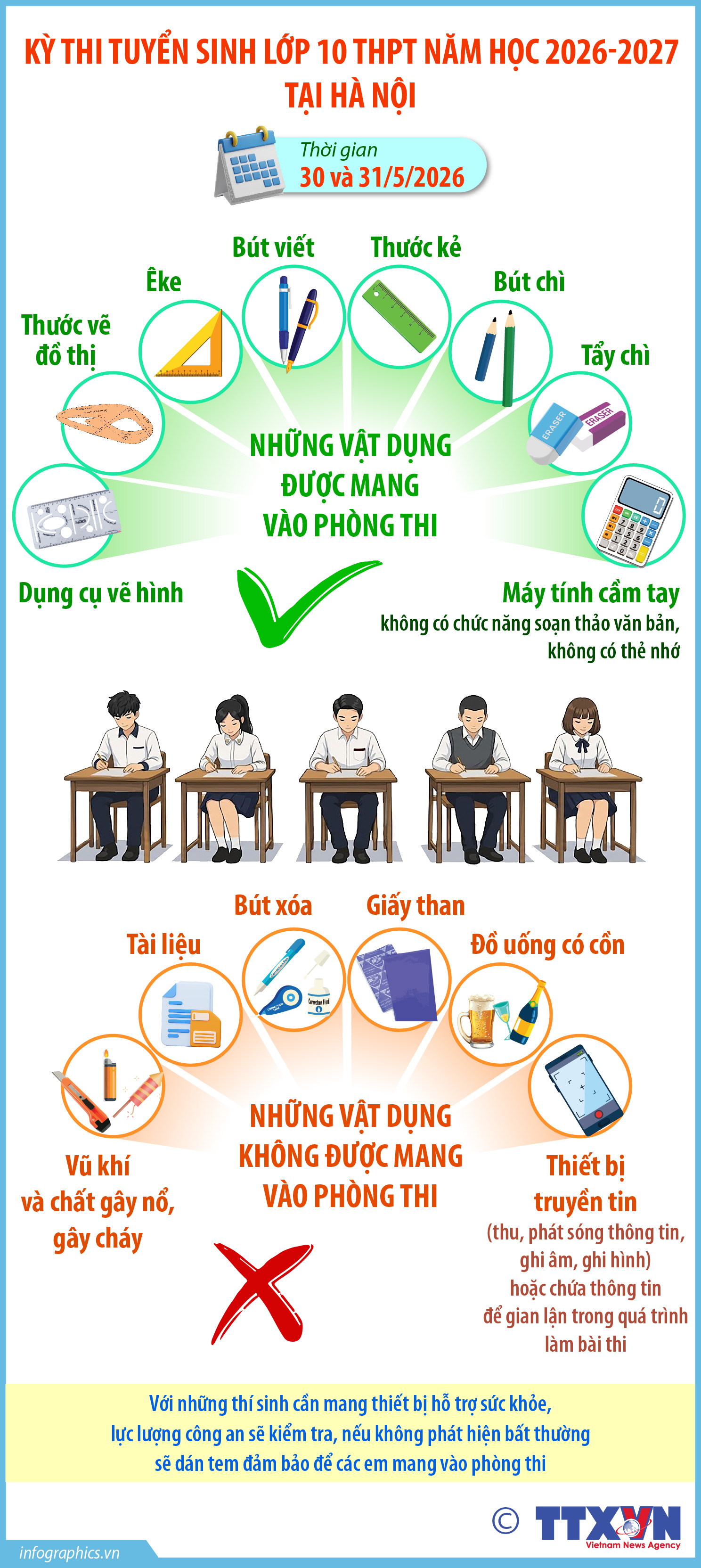 Kỳ thi tuyển sinh lớp 10 THPT năm học 2026-2027 tại Hà Nội: Những vật...