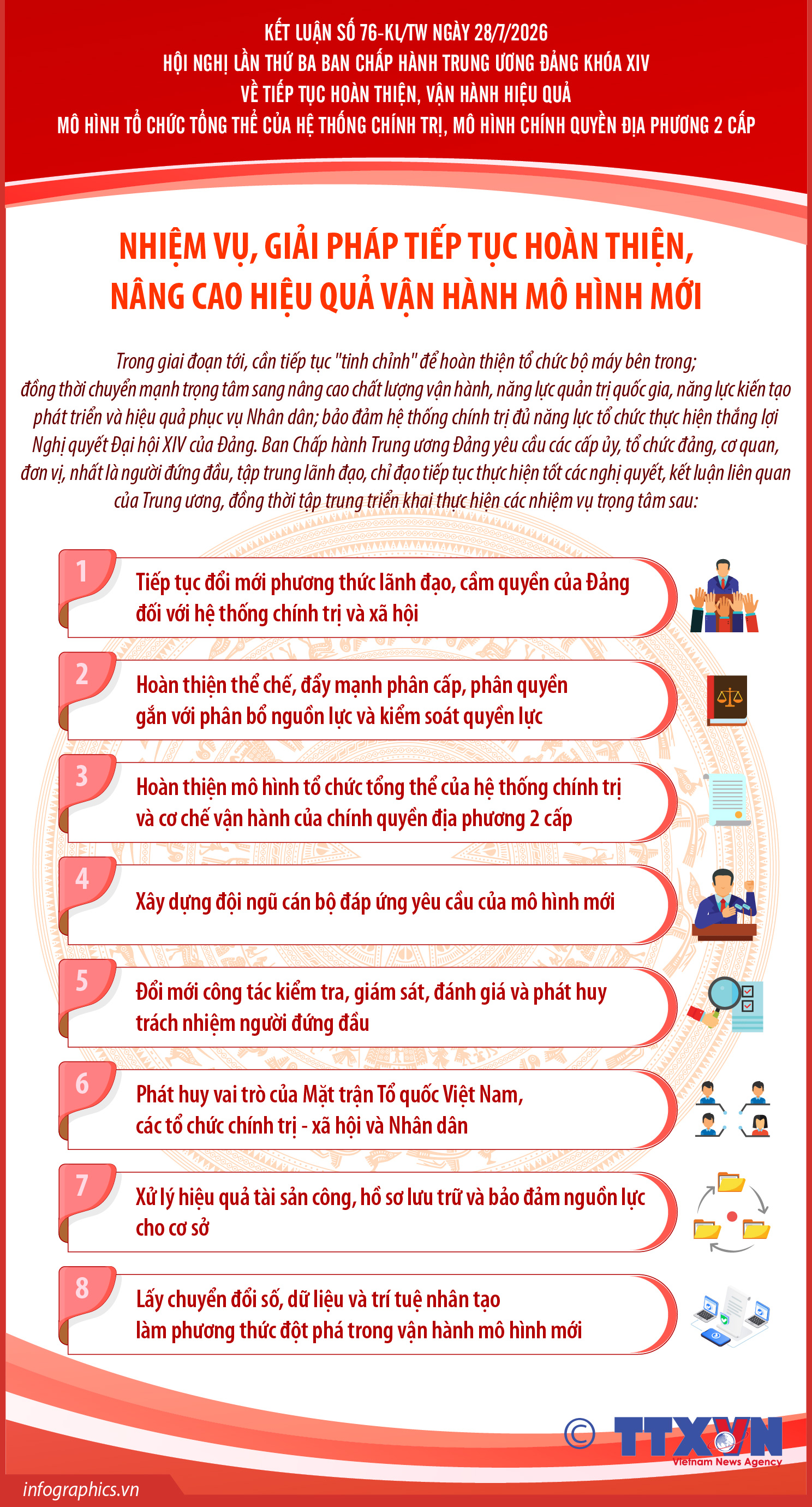 Kết luận số 76-KL/TW: Nhiệm vụ, giải pháp tiếp tục hoàn thiện, nâng cao hiệu...