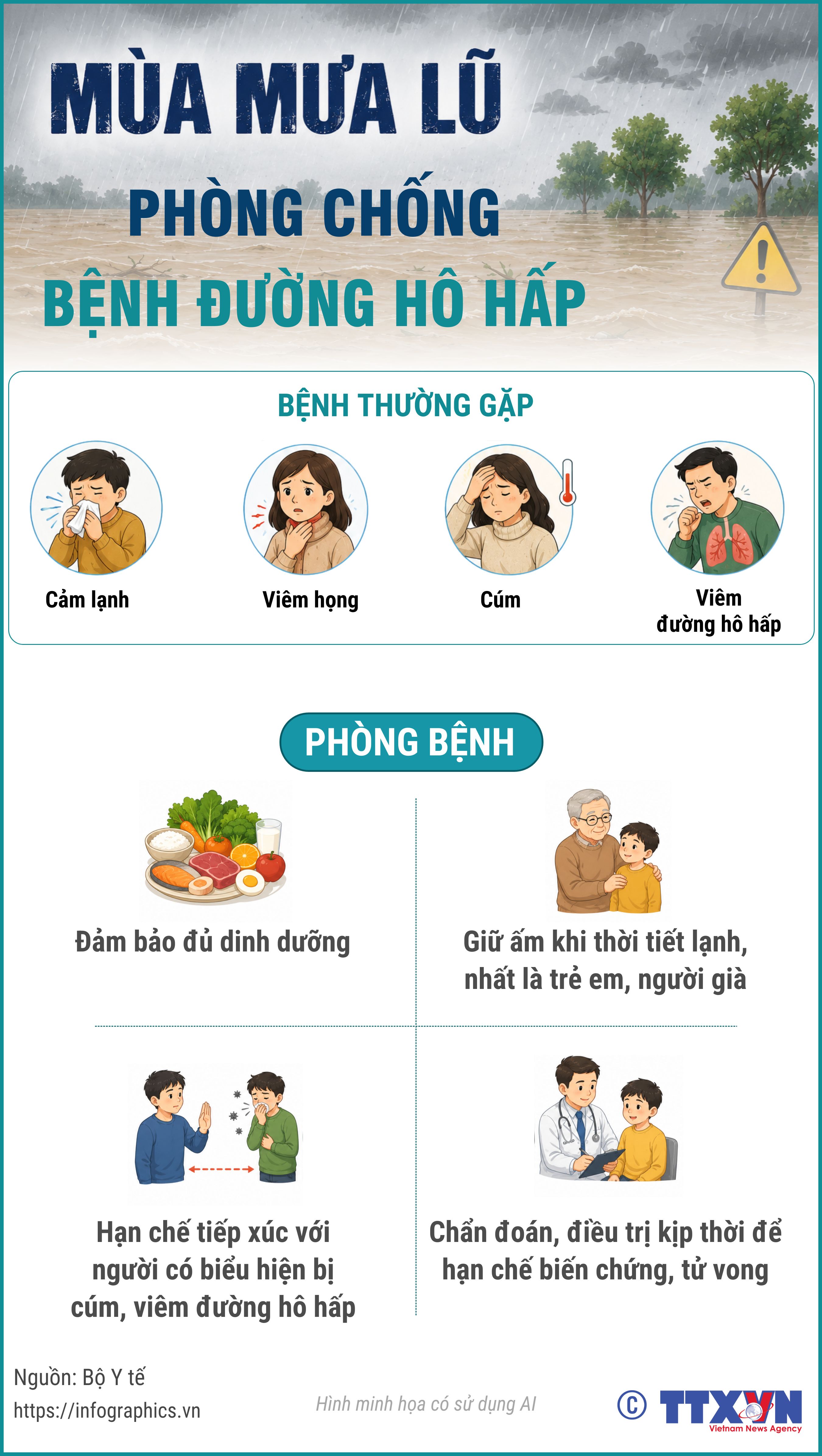 Phòng chống bệnh đường hô hấp trong mùa mưa lũ