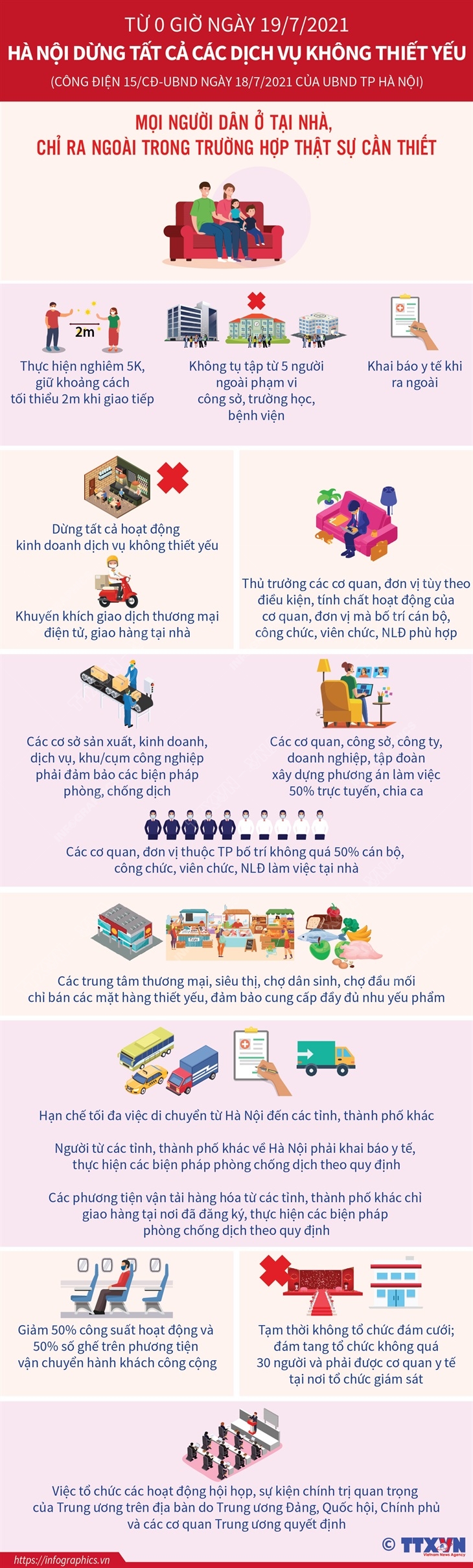 Từ 0 giờ ngày 19/7/2021: Hà Nội dừng tất cả các dịch vụ không thiết yếu