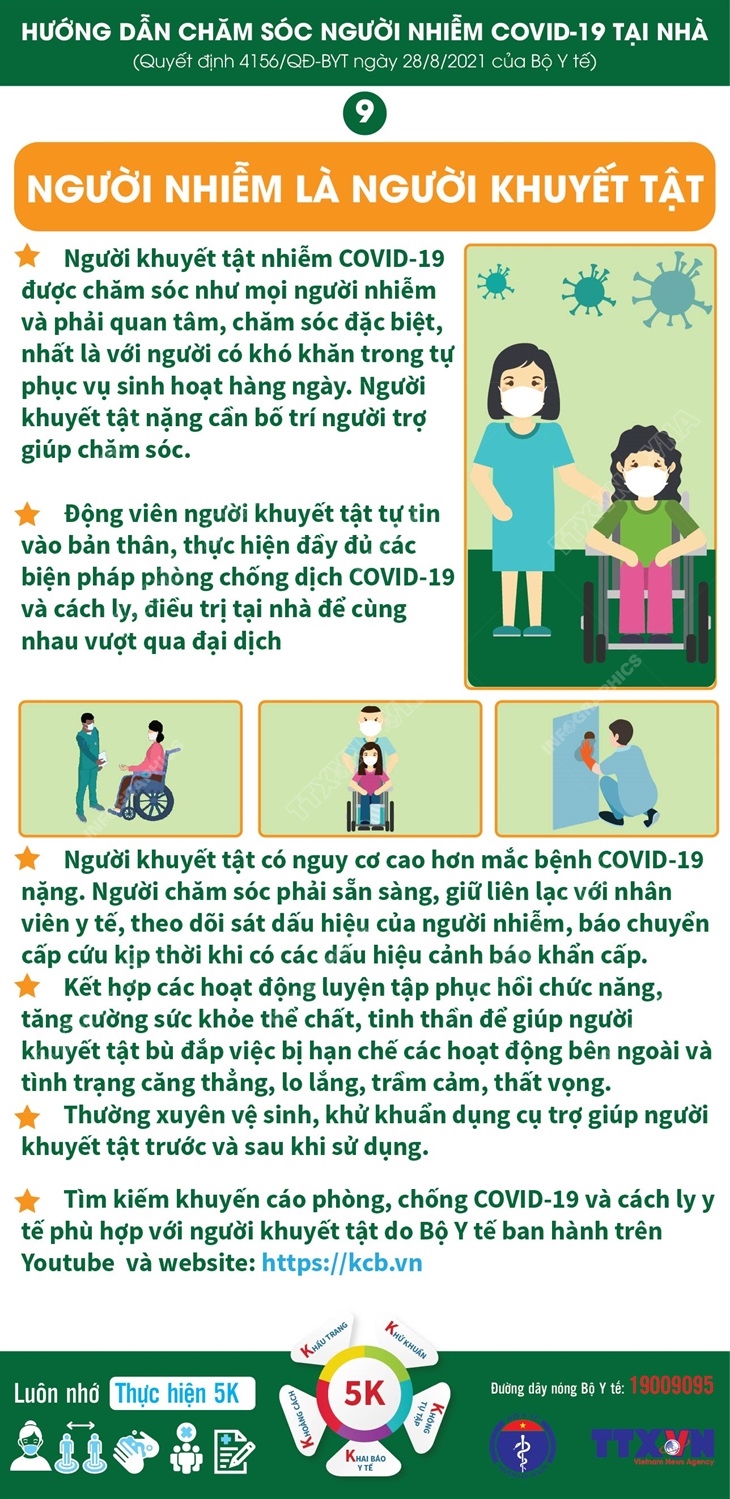 Chăm sóc người nhiễm COVID-19 tại nhà là người khuyết tật