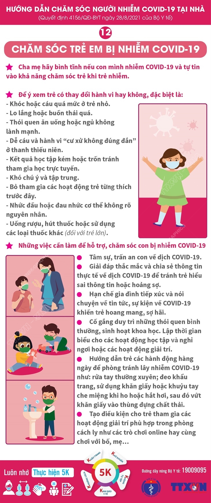 Chăm sóc người nhiễm COVID-19 tại nhà là trẻ em