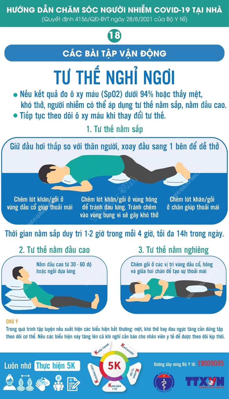 Tư thế nghỉ ngơi trong bài tập vận động khi điều trị COVID-19 tại nhà
