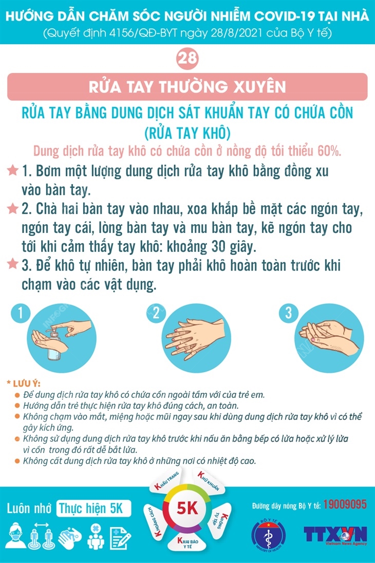 Rửa tay bằng dung dịch sát khuẩn tay có chứa cồn (rửa tay khô)