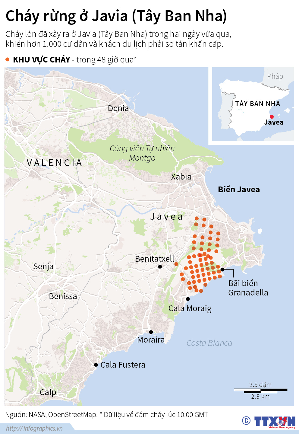 Cháy rừng ở Javea, Tây Ban Nha