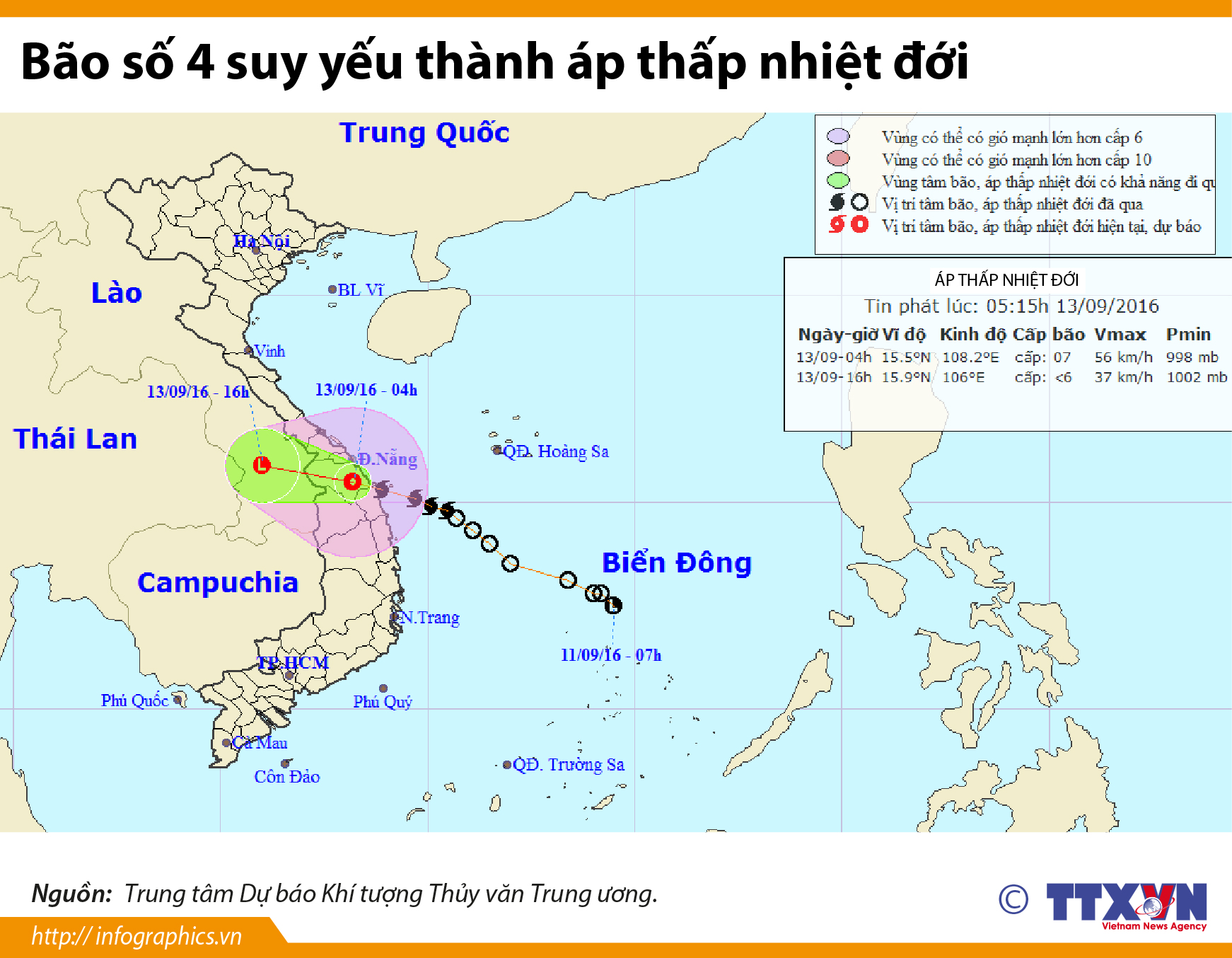 Bão số 4 suy yếu thành áp thấp nhiệt đới