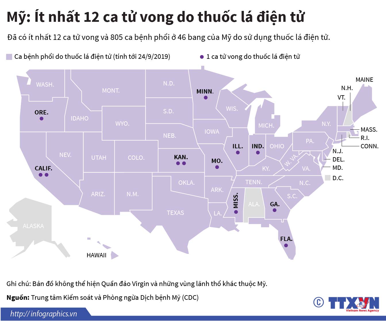 Mỹ: Ít nhất 12 ca tử vong do thuốc lá điện tử