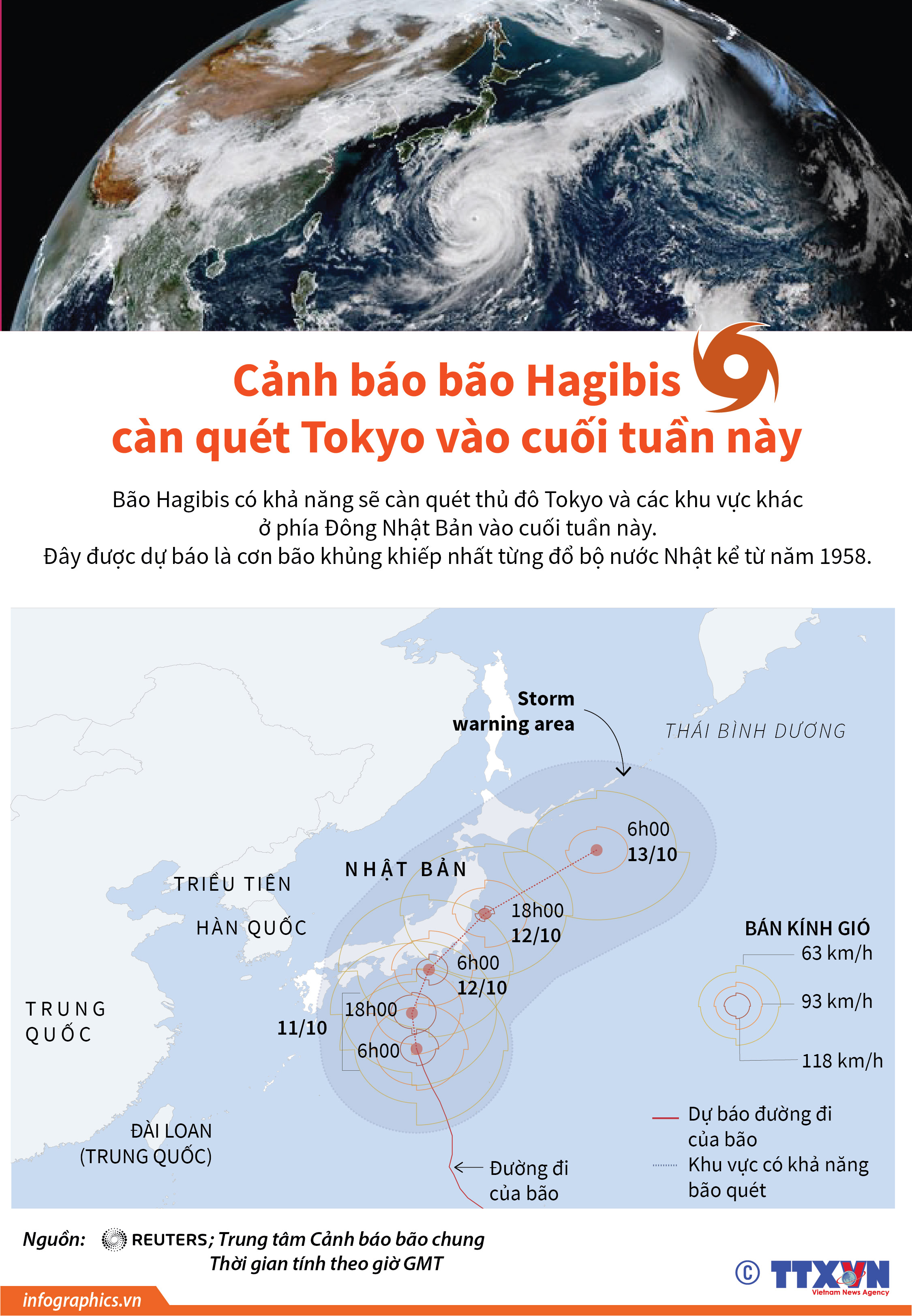 Cảnh báo bão Hagibis càn quét Tokyo vào cuối tuần này