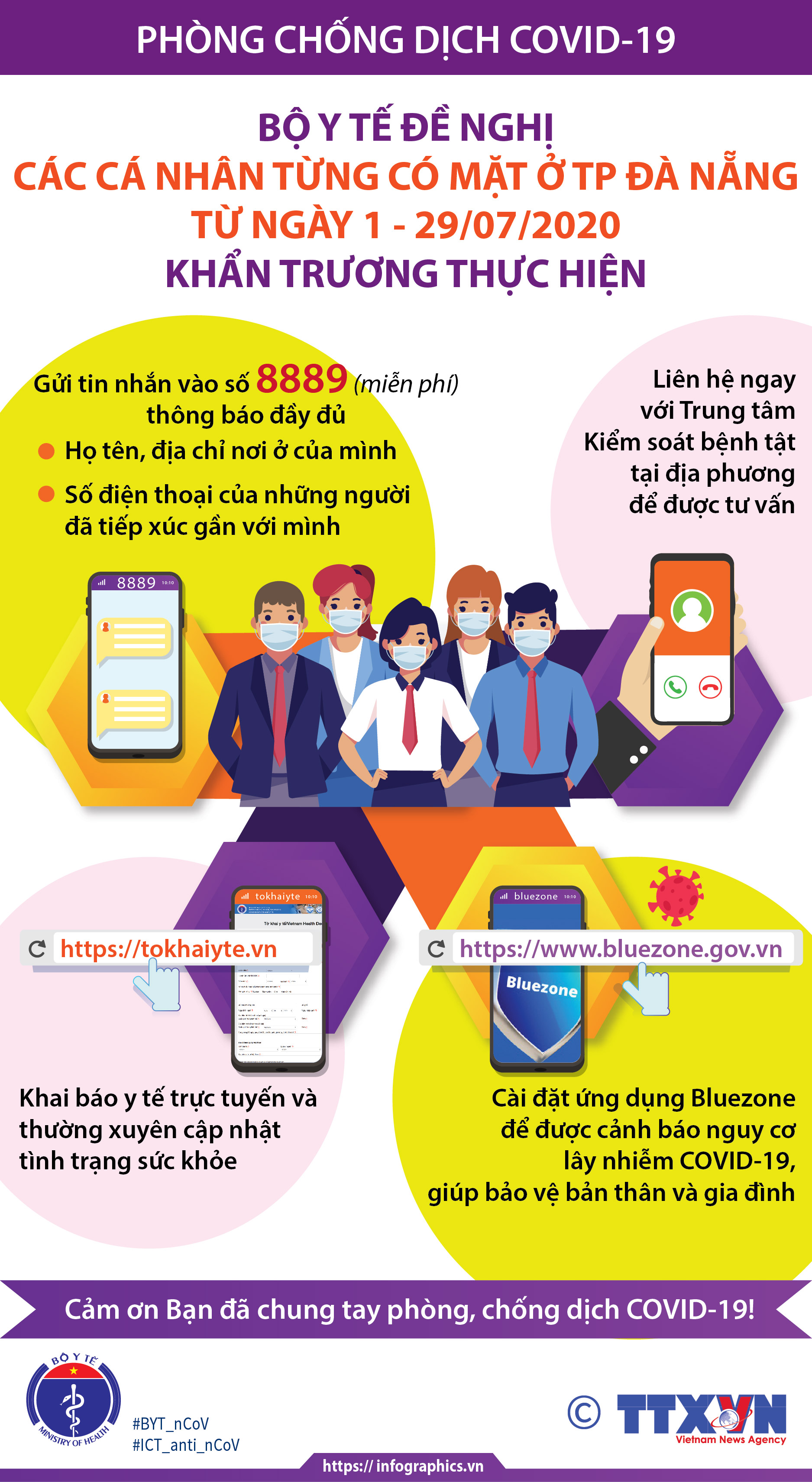 Phòng chống dịch COVID-19: Bộ Y tế đề nghị người đi Đà Nẵng